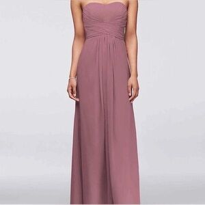 David's Bridal Strapless Mauve Gown
